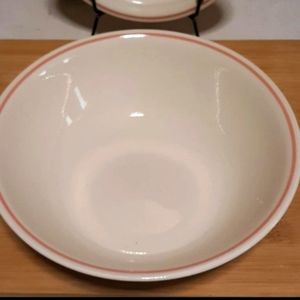 Corelle FRENCH GARDEN 8" Serving Bowl & Cereal Soup Bowl Set Sandstone Pink Rim